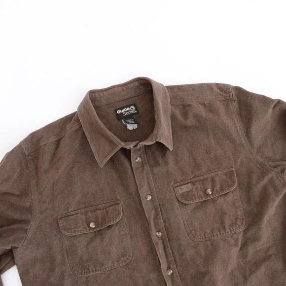 Guide Series 100% Cotton Outdoors Hunting Brown Button Down Shacket Shirt ~XLT - Picture 8 of 13